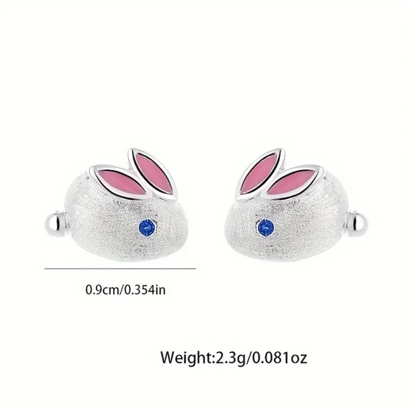 Sterling Silver Bunny Rabbit Stud Earrings - Picture 5 of 5